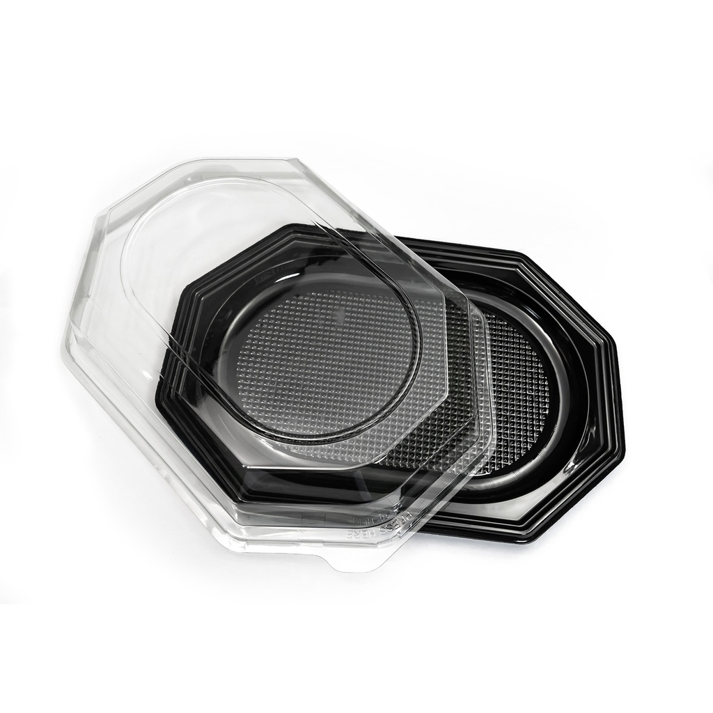 PLATOU NEGRU + CAPAC TRANSPARENT 55x36 CM