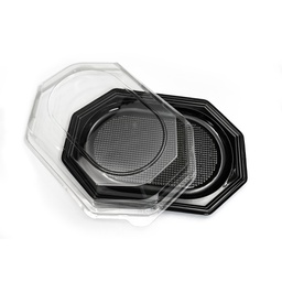 [00001976] PLATOU NEGRU + CAPAC TRANSPARENT 55x36 CM