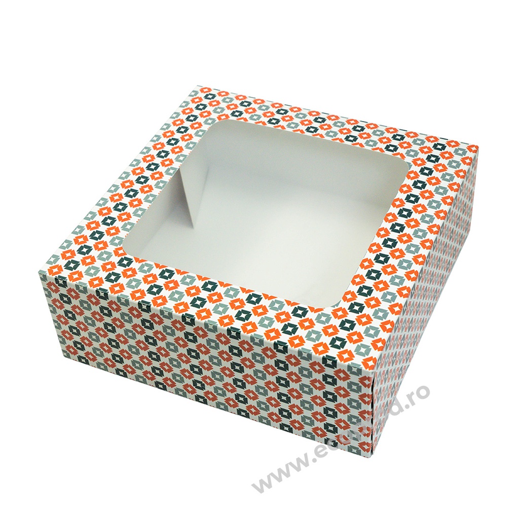 CUTII ROMB ROSU CU FEREASTRA 25X25X9 CM